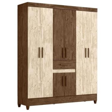 Imagem de Guarda Roupa Casal Portugal 8 Portas Castanho Wood Avelã Wood - Moval