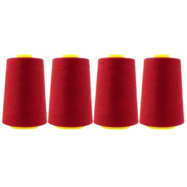 Imagem de Mandala Crafts Pacote com 4 carretéis de cones Serger Threads – 40/2 fios vermelhos de tijolo de poliéster para máquina Sergers e máquina de costura overlock acolchoado