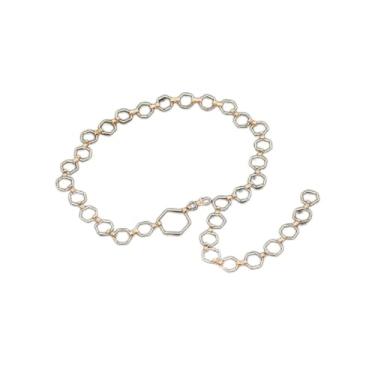 Imagem de Cinto feminino feminino com cintos de metal ajustáveis, cintura feminina, prata, ouro, corrente, vestido de terno, cintura