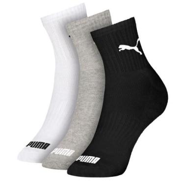 Imagem de Meia Puma Cano Médio Feminina 4795.001 C/3, Branco, Cinza, Preto, 34-3