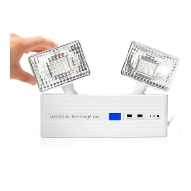Imagem de Luminária LED Recarregável 1000lm | 2 Faróis Direcionáveis, Bateria de Lítio até 3h | Portátil, Bivolt, 8W – Branco