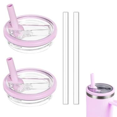 Imagem de Pacote com 2 tampas de canudo de substituição de 850 g para Stanley Quencher, tampa à prova de vazamento para Stanley H2.0 FlowState Tumbler Stanley H2.0 FlowState, tampa reutilizável à prova de