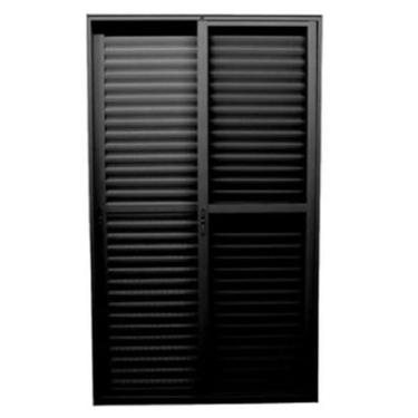 Imagem de Porta Balcão 3 Folhas Aluminio Preto C/Fechadura 2,10x1,50 