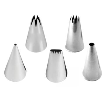 Imagem de Kit 5 Bicos Para Confeitar, Perlê 1, M Reto 3, Perlê 5, Serra 1 e M Reto 2