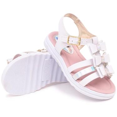 Imagem de Sandália Infantil Menina Moda Princesa Laços, Branca, Rosa, Ouro, Leve e Confortável, 20 ao 27 (8092-san-3lacos-bco-22)