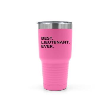 Imagem de SpreadPassion Lieutenant Tumbler, caneca de viagem de aço inoxidável de inspiração militar. Presente para tenente, caneca de aço inoxidável de 850 g, ideia de presentes de aniversário e Natal (rosa)
