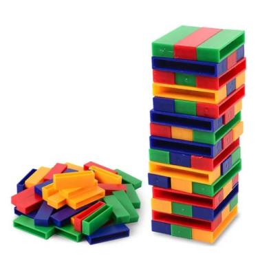 Imagem de Jogo de Torres 45 Peças 4 Cores Vermelho Azul Amarelo Verde Brinquedo 