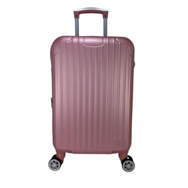Imagem de Mala De Viagem Bordo Avião 10kg Rígida Cadeado Com Segredo Rodinhas Duplas 360° Impermeável (Rosa)