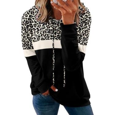 Imagem de Moletom com capuz Onlypuff Cute, pulôver feminino Leopard GG