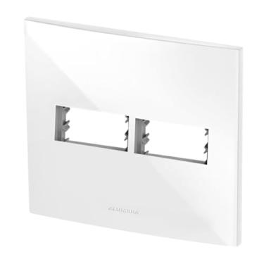 Imagem de Placa 4X4 2 Módulos com Suporte, Alumbra, Inova Pro 85004, Branco