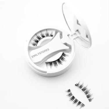 Imagem de EMILYSTORES Cílios magnéticos, preto natural, cílios postiços reutilizáveis com aplicador, sem necessidade de cola (MLT10)