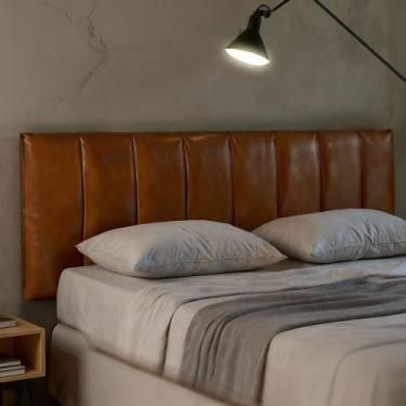 Imagem de Cabeceira de Couro Legítimo Suspensa Cama Queen Evoa - Yescasa