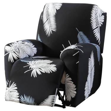 Imagem de XYDHQS Capa para cadeira reclinável, capa de cadeira reclinável, macia, elástica, antiarranhões, capa de espreguiçadeira impressa flexível, capas protetoras para sala de estar (preto)