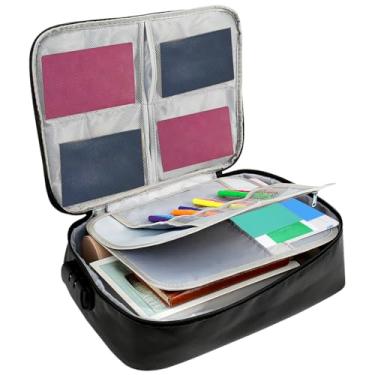 Imagem de Bolsa de documentos à prova de fogo com fechadura, cofre para documentos, suporte de bolso de arquivo de 3 camadas com zíper durável, bolsa de armazenamento à prova d'água à prova de fogo, bolsa