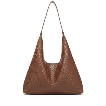 Imagem de Bolsa feminina de tecido 2025, moda Hobo, bolsa de praia de couro, bolsas de trabalho para mulheres, Marrom, Medium