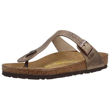 Imagem de Sand lia de couro unissex Birkenstock Gizeh, Tobacco Brown Leather, 10-10.5