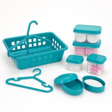 Imagem de Kit Organiza Bebê 9 peças – Praticidade Infantil em Plástico Seguro, com potes, cesta e cabides – ideal para higiene, fraldas, mamadeira, ideal para quarto ou lembrancinha
