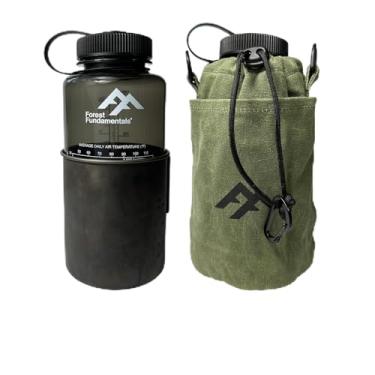 Imagem de Forest Fundamentals Bolsa térmica para garrafa | Compatível com filtros de água Grayl, garrafas de boca larga de 946 ml e copos de nidificação | Lona de algodão encerado artesanal e lã fervida inglesa