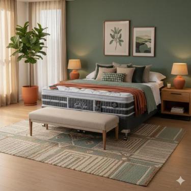 Imagem de Cama Box Queen Castor Super Luxo Latex Grand Plush One Face 158x198x57
