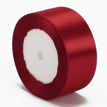 Imagem de Fita de cetim borgonha de 3,8 cm x 25 m, fitas de tecido de face única para rosas eternas, buquês de flores, embrulho de presente, artesanato, chá de panela, decoração de casamento