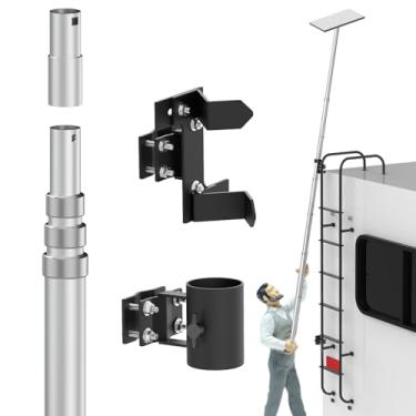 Imagem de wuutyty Suporte de poste Starlink – Haste de alumínio forte de 5 cm de diâmetro, altura atualizada de 2,8 m com adaptador integrado para prato Starlink de 2ª geração (suporte de escada RV não incluído