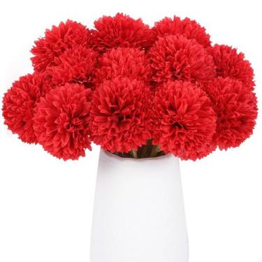 Imagem de Flores de crisântemos artificiais Rowfad Silk Red (12)