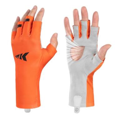 Imagem de KastKing Ultimate Angler Luvas de sol FPS sem dedos, luvas de pesca com proteção solar FPS 50+, tecnologia Hydrocool, design de palma aberta, luvas de proteção UV de punho estendido para pesca
