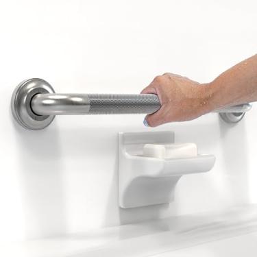 Imagem de AquaChase Barra de apoio serrilhada de 3,5 cm, corrimão de chuveiro de segurança em conformidade com ADA, alça de auxílio à mobilidade do banheiro para idosos e deficientes, suporte resistente de 226