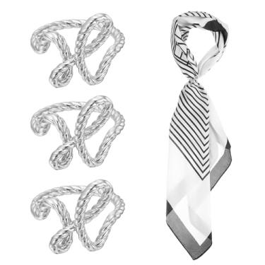 Imagem de PATIKIL Clipe de anel de lenço de seda, 3 peças de cachecóis de corda torcida Pin Xale Fivelas Deslizantes Moda Metal Roupas Anel Suporte de Envoltório para Mulheres Joias Acessórios Presente, Tom