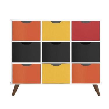 Imagem de Nicho Organizador Retro Branco com 9 Gavetas Preto/Colorida - Qmovi