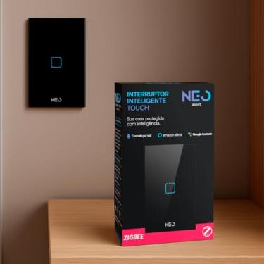 Imagem de Avant Neo Interruptor Inteligente Preto 1 Botão Smart Touch Bivolt 4x2, Hub Zigbee Compatível com Alexa, Google Home e Tuya Neutro Parelelo Virtual