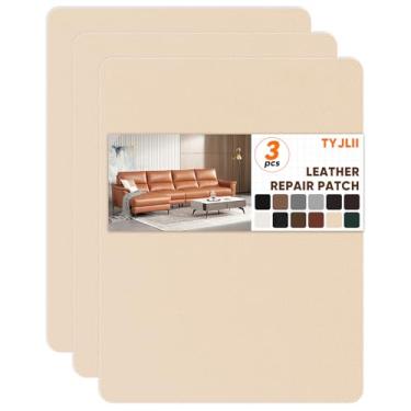 Imagem de Patch de reparo de couro de 21 cm x 28 cm, fita autoadesiva, kit de reparo de couro para móveis, assentos de carro, sofás, armários, bolsas (bege)