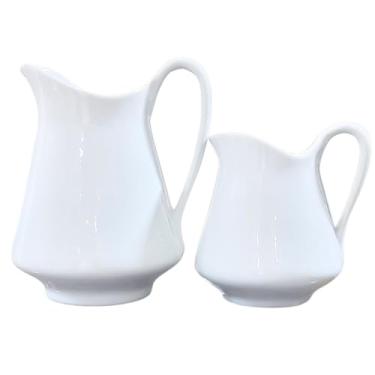 Imagem de Kit 2 Jarras Leiteiras 1.280ml e 740ml - Sucos e Bebidas - Porcelana Branca