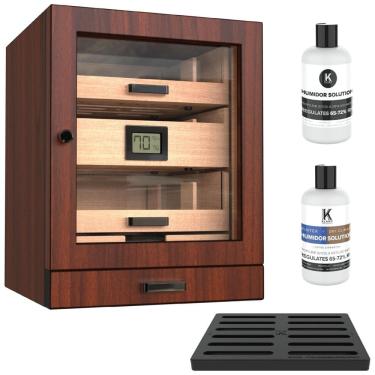 Imagem de Umidor CASE ELEGANCE Luca, Caixa de Charutos Luxuosa com Cedro Espanhol, Display em Vidro, Sistema de Umidificação Fácil e Higrômetro