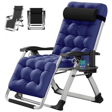 Imagem de Cadeira Reclinável Ajustável Gravidade Zero com Mesa Lateral e Almofada Removível, DoCred, Azul