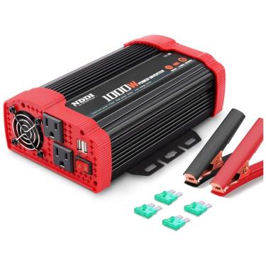 Imagem de Inversor de Potência 1000W 12V DC para AC 2 Tomadas, USB, 110v, NDDI 5, Vermelho