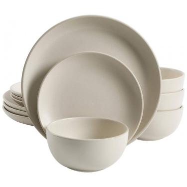 Imagem de Aparelho de Jantar com 12 Peças em Cerâmica Serve 4 Pessoas, Gibson Home Rockaway, Creme