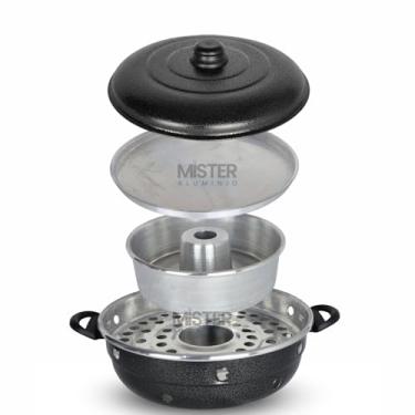 Imagem de Churrasqueira Grill Vigorosa Multiuso para Fogão em Alumínio – Assa Pizza, Bolo e Grelha Carnes (Preto Craqueado)