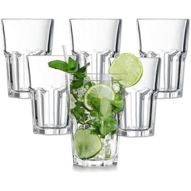 Imagem de Conjunto 6 Copos de Vidro 350ml – Transparente | Design Anatômico e Moderno | Ideal para Água, Sucos e Drinks