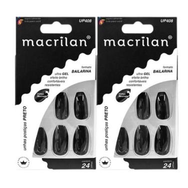 Imagem de Kit 2 Unhas Postiças Bailarina Preto UP408 - Macrilan