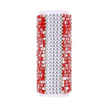 Imagem de Cooluckday Pulseiras de torcida para presentes de torcida da equipe, conjunto de presentes de líder de torcida para mulheres adolescentes brinquedos de torcida empilháveis de argila Y2k pulseiras de