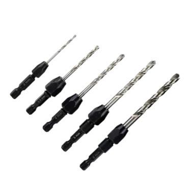 Imagem de WZFC 5 peças Broca escareadora para carpintaria, fresa de 2 a 6 mm, extrator de parafuso, broca de núcleo de madeira