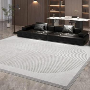 Imagem de Tapete de cor creme para sala de estar e quarto, minimalista, antiderrapante, resistente ao desgaste, tamanho grande, decoração para casa (160 x 200 cm (5,3 x 6,6 pés/XSQ-QR-196)