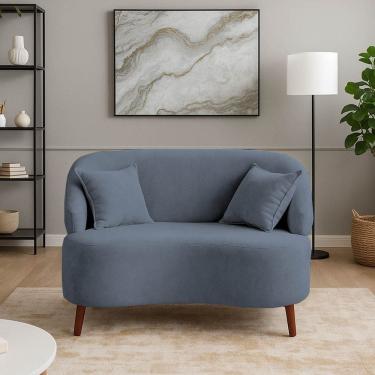 Imagem de Sofá Orgânico Curvo 2 Lugares Feijão Suede Grafite