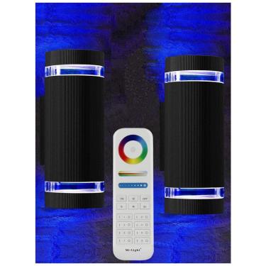 Imagem de Arandela Luminária Inteligente Externa de Parede à prova dágua 1200LM 6500K com Controle Remoto, 2 Unidades, ROSYKITE FUT106, Preto