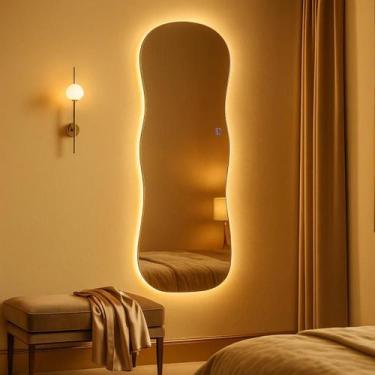 Imagem de Espelho Grande 150x40cm Corpo Inteiro para Quarto Sala Corredor com LE