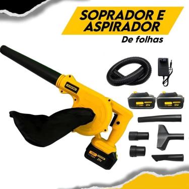 Imagem de Soprador De Folhas Com 2 Bateria 21V Aspirador Elétrico Cor