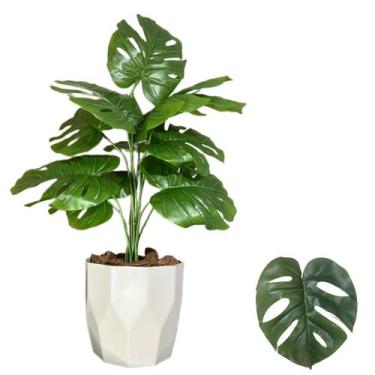 Imagem de Planta Artificial Costela de Adão + Vaso Cachepot Decorativo - PlantaI