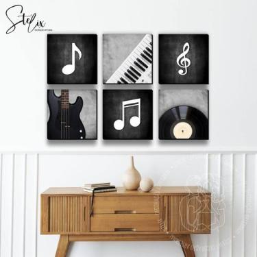 Imagem de Quadros Decorativos para Músicos Instrumentos Musicais e Notas Musicai