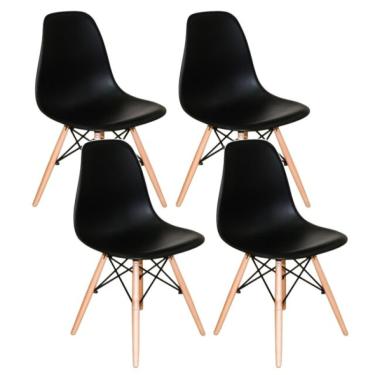 Imagem de Kit 4 Cadeiras Charles Eames Eiffel Wood Design Preta !!